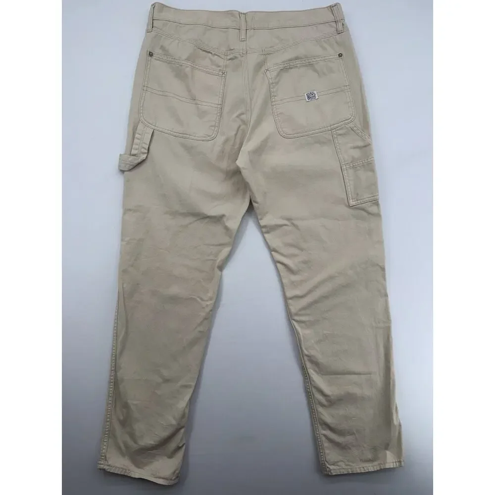 Lucky Brand Canvas Cargo Pants Men Size 36x32 Beige Y2K Skate